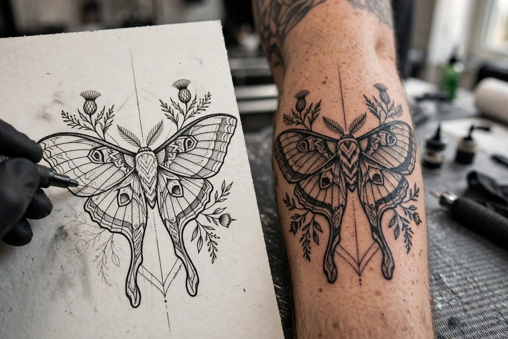 Custom tattoo design detail