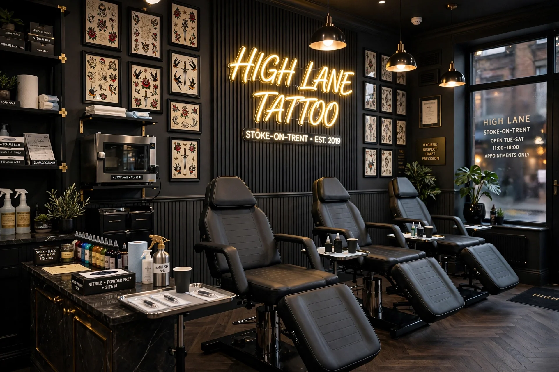 Andy's Tattoo Studio interior High Lane Stoke